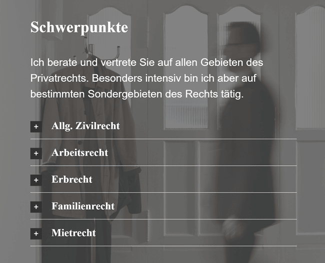 Rechtsanwalt Schwerpunkte in Celle - Altencelle, Hustedt, Jägerei, Lachtehausen, Neuenhäusen, Neustadt oder Klein Hehlen, Klein Hehlen/Boye, Klosterhof Salinenmoor